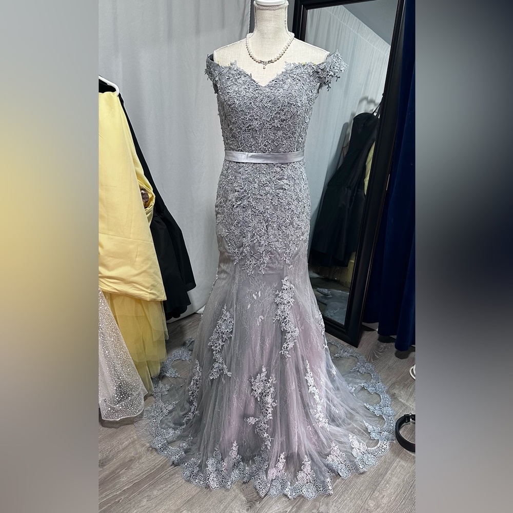 NWT Formal Dress Prom Dress Mermaid Wedding Guest Dress Bridesmaid Dress Silver